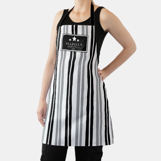 Kitchen Master Stars black and grey stripes Apron エプロン (インサイチュ)