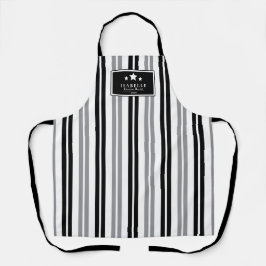 Kitchen Master Stars black and grey stripes Apron エプロン