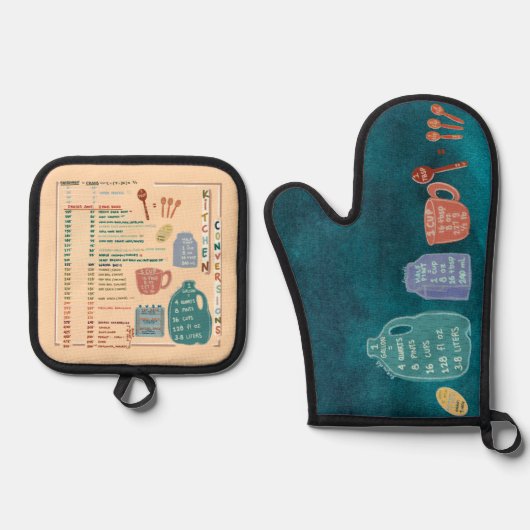 Kitchen Measurements Conversions Reference Sheet 鍋つかみ&鍋敷きセット (正面)