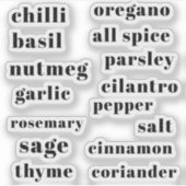 Kitchen Pantry Cupboard Herbs Spices Flavor Labels シール (正面)