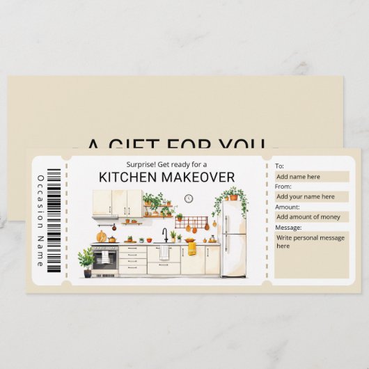 Kitchen Renovation Gift Certificate  招待状 (正面/裏面)