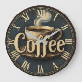 Kitchen retro Vintage Coffee ラージ壁時計 (正面)