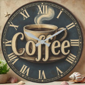 Kitchen retro Vintage Coffee ラージ壁時計