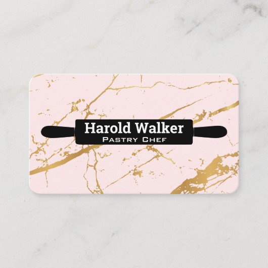Kitchen Rolling Pin | Pink Marble Background 名刺 (正面)