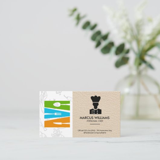 Kitchen Silverware | Chef Logo 名刺 (スタンド正面)