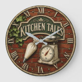Kitchen Tales Rustic Baking Baker Gift ラージ壁時計 (正面)