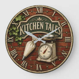 Kitchen Tales Rustic Baking Baker Gift ラージ壁時計