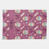 Kitchen Tea Towel Kawaii Pink Purple Cupcake  キッチンタオル (横)