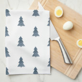 Kitchen Towel - Blue Christmas Trees Pattern キッチンタオル (四つ折り)