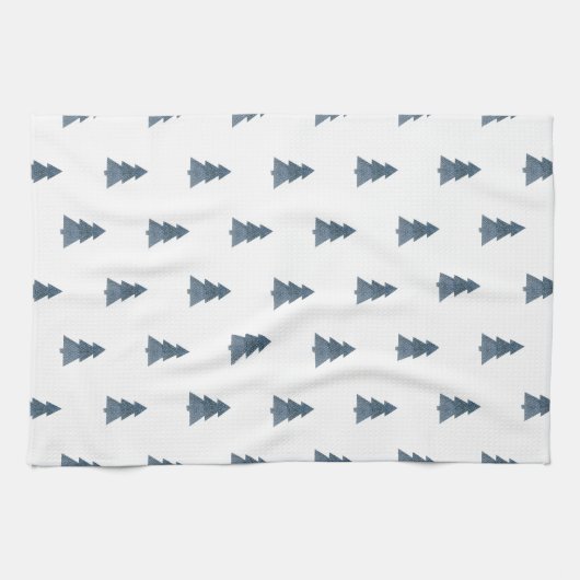 Kitchen Towel - Blue Christmas Trees Pattern キッチンタオル (横)