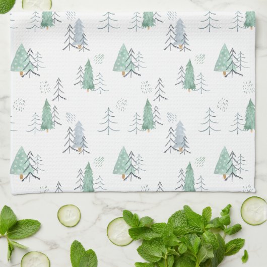 Kitchen Towel - Christmas Trees Pattern キッチンタオル (折り畳み)