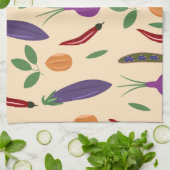 Kitchen Towel – Eggplant, Chili, Peas & Onions Pat キッチンタオル (折り畳み)