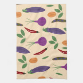Kitchen Towel – Eggplant, Chili, Peas & Onions Pat キッチンタオル (縦)