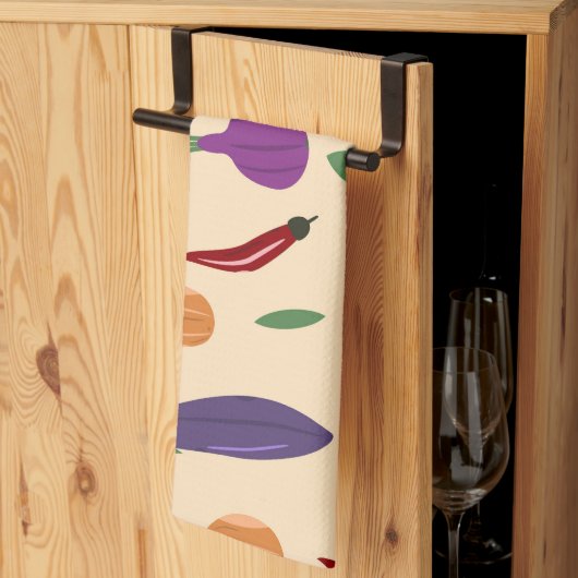 Kitchen Towel – Eggplant, Chili, Peas & Onions Pat キッチンタオル (三つ折り)