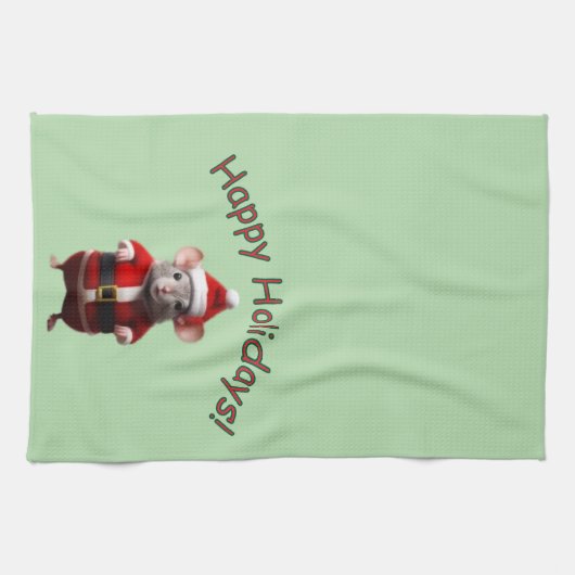 Kitchen Towel - Santa Mouse and Text キッチンタオル (横)