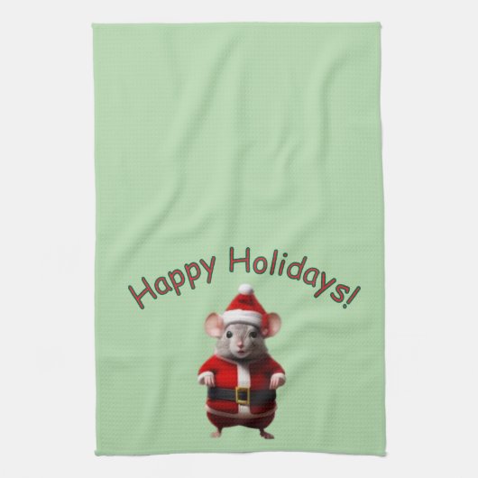 Kitchen Towel - Santa Mouse and Text キッチンタオル (縦)