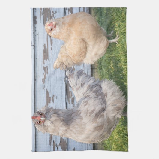 Kitchen Towel Two Chickens Farmhouse  キッチンタオル (縦)