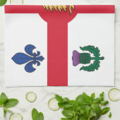 Kitchen towel with Flag of Montreal, Canada キッチンタオル (折り畳み)