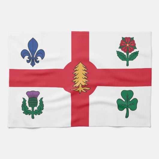 Kitchen towel with Flag of Montreal, Canada キッチンタオル (横)
