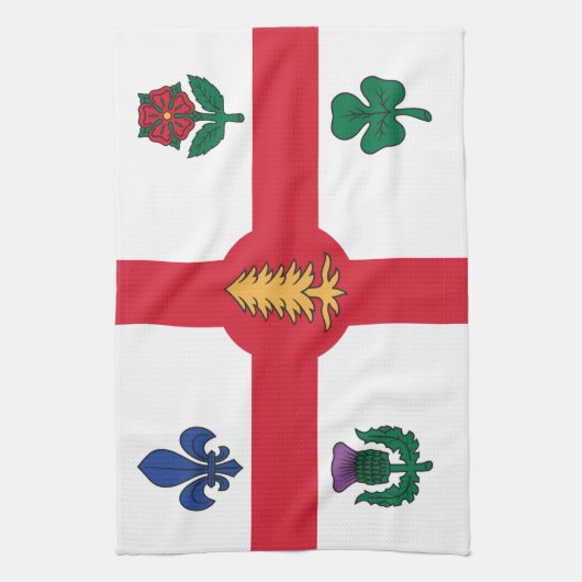 Kitchen towel with Flag of Montreal, Canada キッチンタオル (縦)
