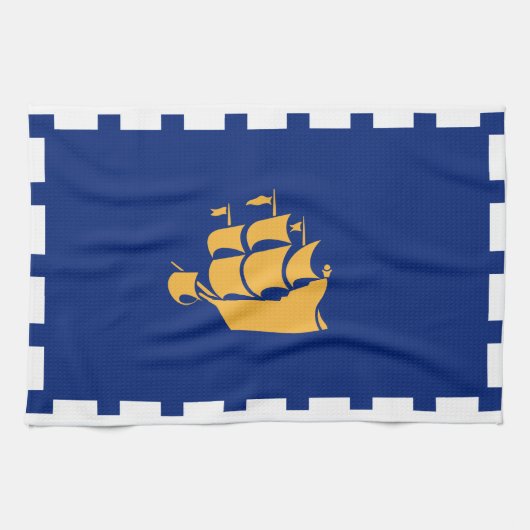 Kitchen towel with Flag of Quebec City, Canada キッチンタオル (横)