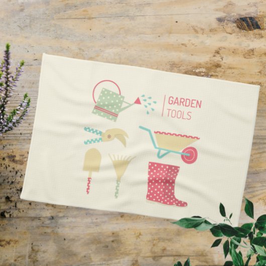 Kitchen towel with gardening tools print キッチンタオル