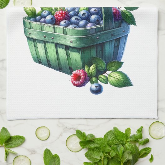 Kitchen Towels-Berry Basket Kitchen Towel キッチンタオル (折り畳み)