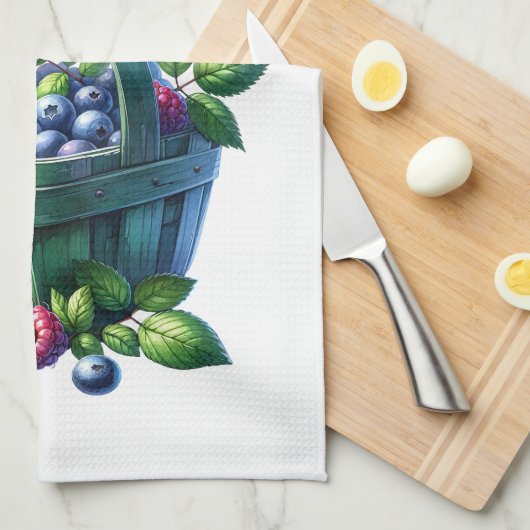 Kitchen Towels-Berry Basket Kitchen Towel キッチンタオル (四つ折り)