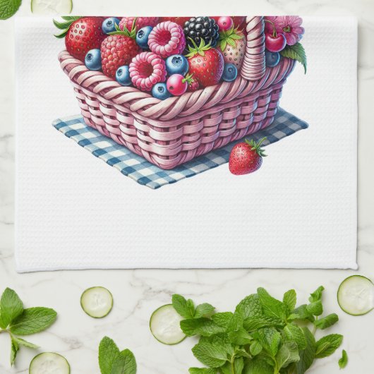 Kitchen Towels-Berry Basket Kitchen Towel キッチンタオル (折り畳み)