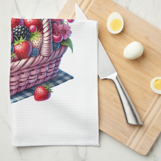 Kitchen Towels-Berry Basket Kitchen Towel キッチンタオル (四つ折り)