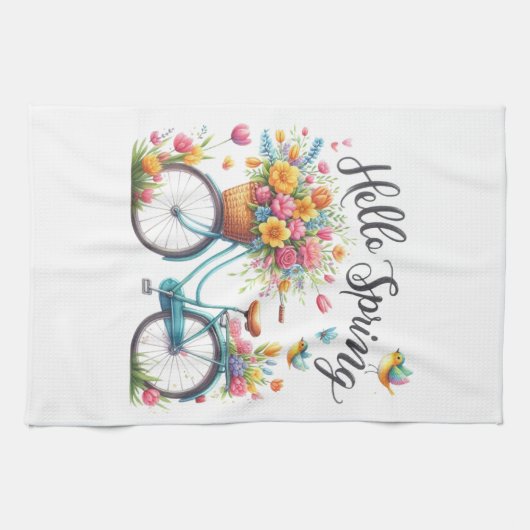 Kitchen Towels-Hello Spring Floral Kitchen Towels キッチンタオル (横)