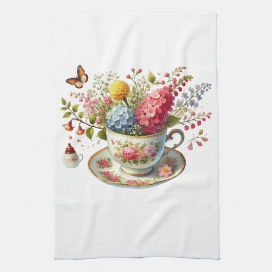 Kitchen Towels-Hello Spring Floral Kitchen Towels キッチンタオル (縦)