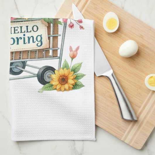 Kitchen Towels-Hello Spring Floral Kitchen Towels キッチンタオル (四つ折り)
