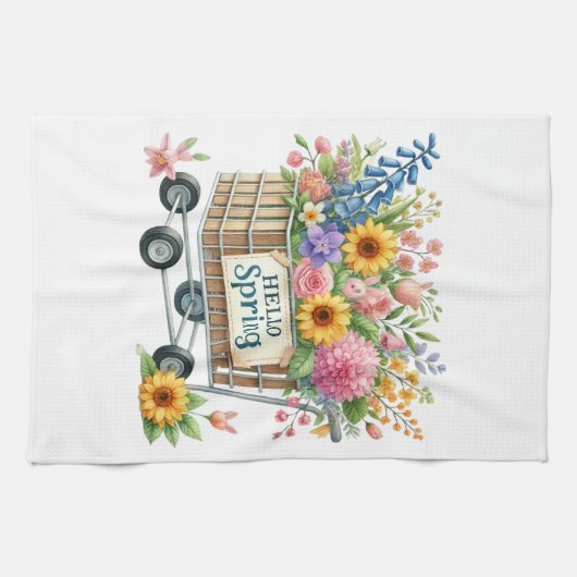 Kitchen Towels-Hello Spring Floral Kitchen Towels キッチンタオル (横)