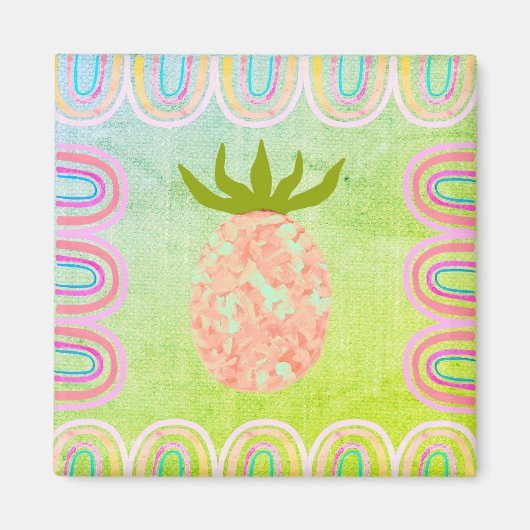 Kitchen Tropical Folk Pineapple マグネット (正面)