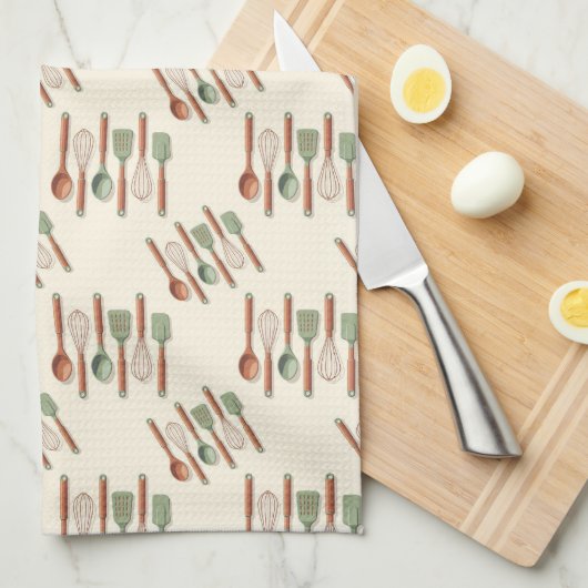 kitchen utensils spatulas whisks and spoons キッチンタオル (四つ折り)