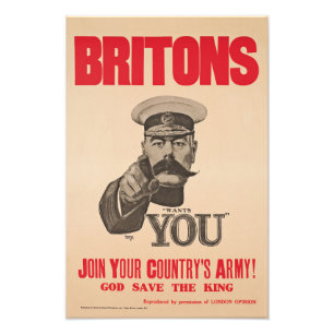 Kitchener Wants WWI Propagandaブリトン人の主 フォトプリント