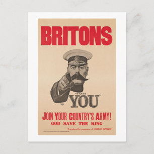 Kitchener Wants WWI Propagandaブリトン人の主 ポストカード