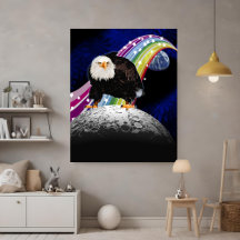Kitchy カッコいい Lunar Rainbow USA Eagle Moon Landing