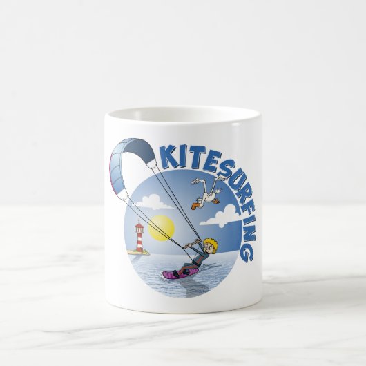 Kite surfing blue illustration  コーヒーマグカップ (中央)