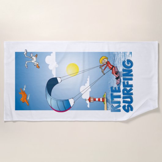 Kite surfing illustratie ビーチタオル (正面)