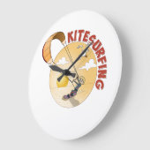 Kite surfing illustratie ラージ壁時計 (傾斜)