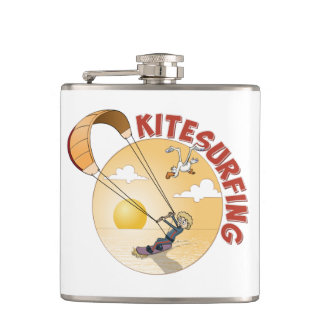 Kite surfing oranje illustratie. フラスク
