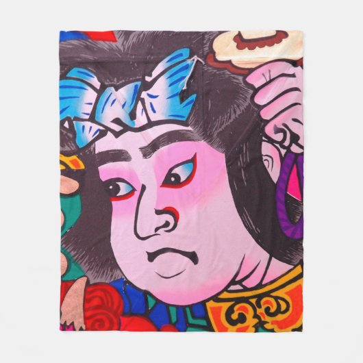 Kiteart,日本の kite,samurの図 フリースブランケット (正面)