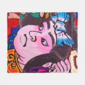 Kiteart,日本の kite,samurの図 フリースブランケット (正面(横))