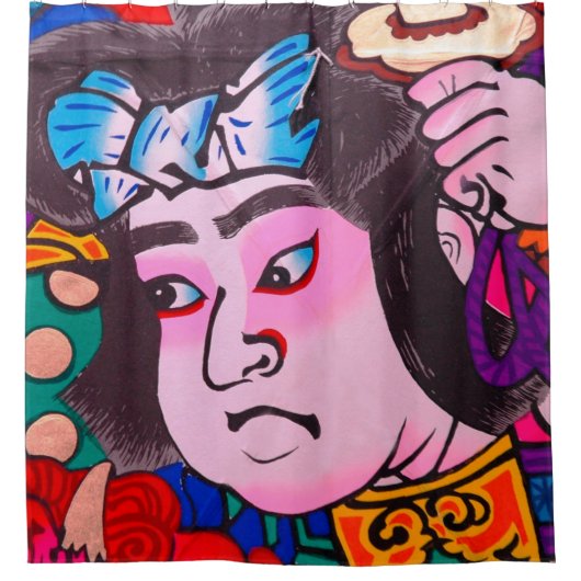 Kiteart,kite,日本のsamurのグラフィック シャワーカーテン (正面)