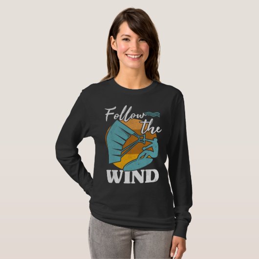 Kiteboarder Follow The Wind Kitesurfer Kite Surf K Tシャツ (正面フル)