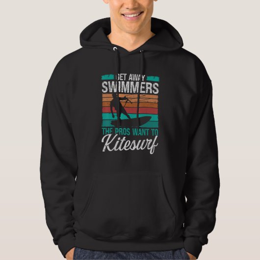 Kiteboarder Humor Get away Swimmers Funny Kitesurf パーカ (正面)
