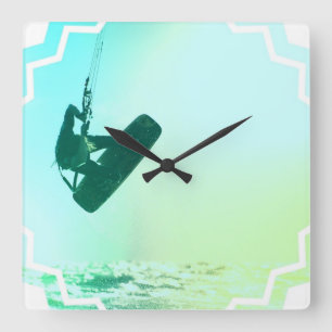 Kiteboardingの空気時計 スクエア壁時計