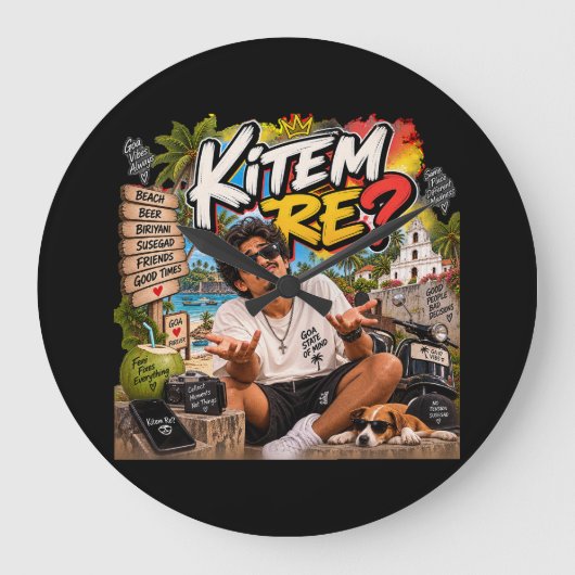 Kitem Re? – ゴアの生き方 ラージ壁時計 (正面)